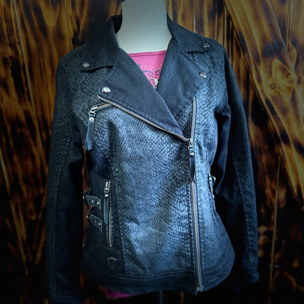 Harley Davidson Women's Black Snake Print Riding jacket sz M
